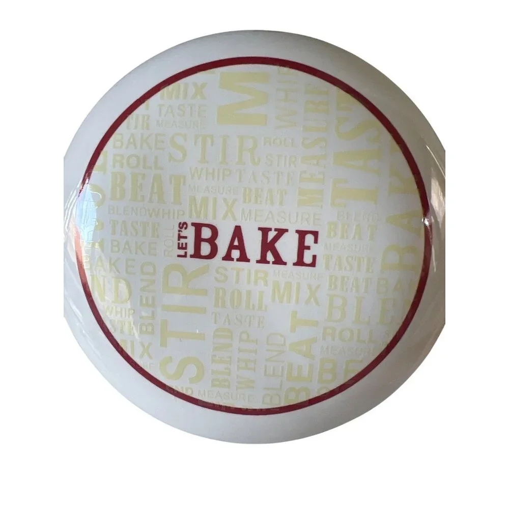 Retro Kitchen Canister Ceramic Hinged Lid Gasket Baking Pattern White Yellow Red